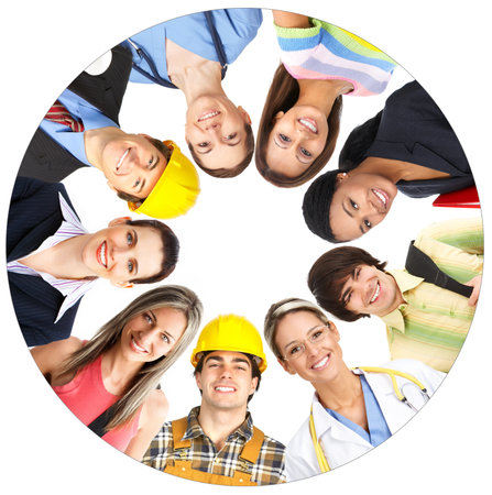 Businessman, business woman, builder, nurse, architect, student. Over white background Businessman, business woman, builder, nurse, architect, student. Over white background