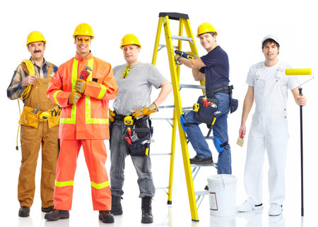 contractors workers people. Isolated over white background