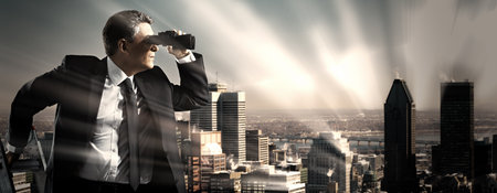 Businessman with binoculars. Search concept. Businessman with binoculars. Search concept.