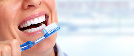woman teeth with toothbrush.の写真素材