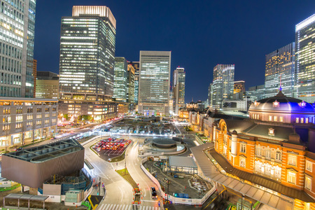 Night view of Tokyo stationの写真素材