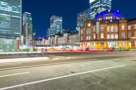 Night view of Tokyo stationの写真素材