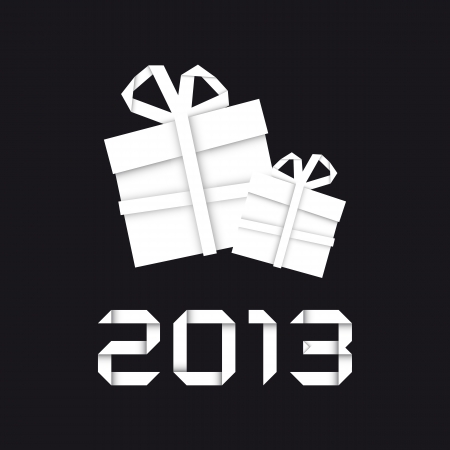 Origami christmas gift, new year card, black backgroundのイラスト素材