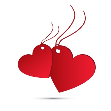 Holiday card  Two red hearts for valentines dayのイラスト素材