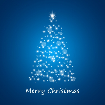 Christmas tree from stars on blue backgroundのイラスト素材