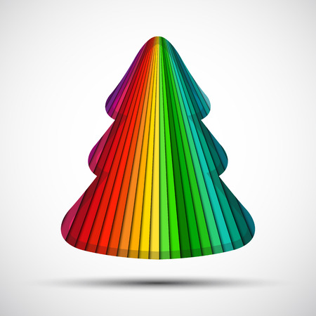 Colorful christmas tree isolated on white background, happy new yearのイラスト素材
