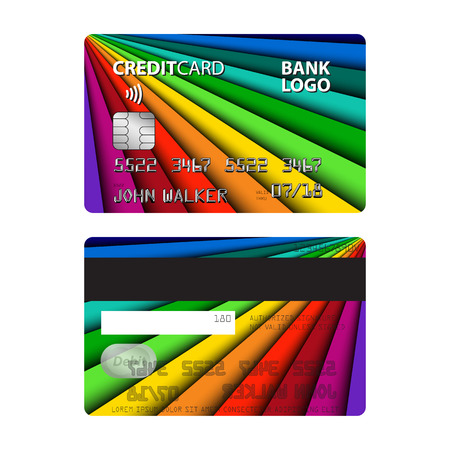 illustration of colored credit card isolated on white backgroundのイラスト素材