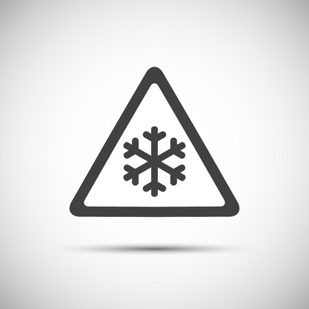 Triangular warning symbol, simple vector illustration of snowflakesのイラスト素材