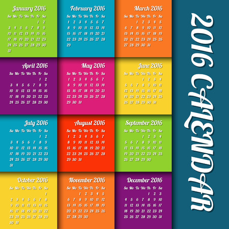 New year 2015 calendar with colored tiles, holiday vector illustrationのイラスト素材