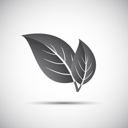 Simple grey illustration of leavesのイラスト素材