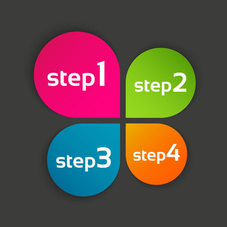 Colored leaf clover with four steps, vector symbol for your infographic and documentsのイラスト素材