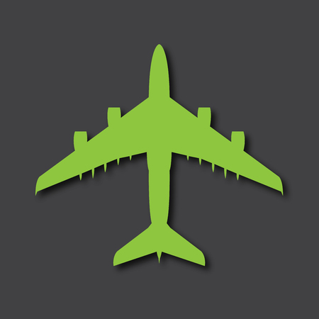 A Vector airplane logo, big airliner with drop shadows on gray backgroundのイラスト素材