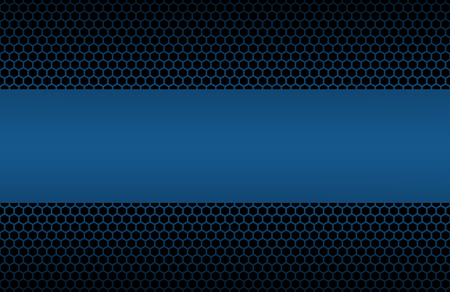 Blue geometric polygons background with place for your text, hexagon symbol, abstract black metallic wallpaper, vector illustrationのイラスト素材