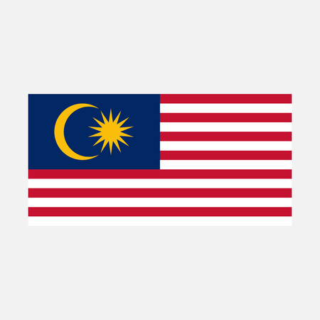 Simple vector Malaysian flag for your infographics, documents and templates isolated on a grey background, Malaysiaのイラスト素材