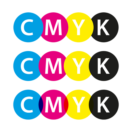 Vector cmyk symbols, cyan, magenta, yellow and black colors, logos for your infographics and business templatesのイラスト素材