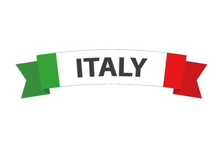 Simple vector Made in Italy symbol, colored Italian ribbon with the Italian tricolor, abstract Italian flag isolated on a white backgroundのイラスト素材
