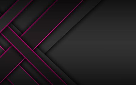 Black and pink overlapped stripes, dark abstract corporate design, geometric material background with place for your text, modern vector illustrationのイラスト素材