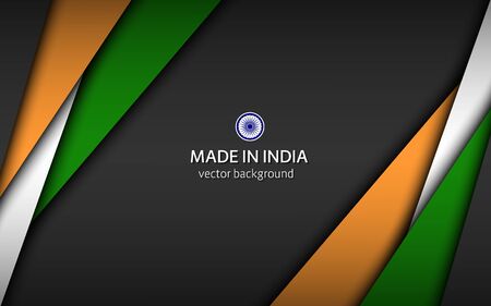 Made in India, modern vector background with Indian colors, overlayed sheets of paper in Indian colors, abstract widescreen backgroundのイラスト素材
