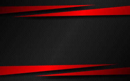 Black and red material background with red arrows and dark metal polygonal mesh. Modern template for your business and projects. Abstract widescreen backgroundのイラスト素材