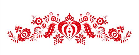 Traditional folk ornament. Czech ornament from region Podluzi. Floral embroidery decorative symbol...