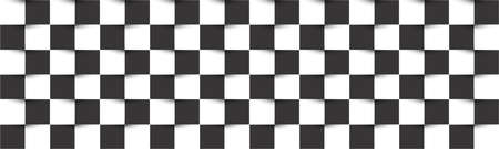 Black and white checkered header. Simple chessboard abstract vector square textureのイラスト素材