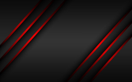 Abstact red line vector background. Overlapped layers on black background. Template for your banner and presentation. Modern vector design illutrationのイラスト素材
