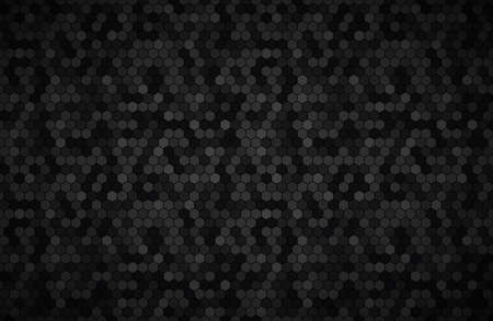 Dark widescreen background with hexagons with different transparencies. Modern black geometric...