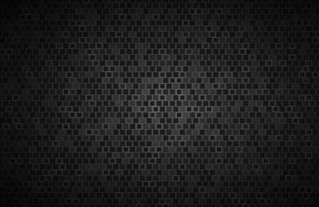 Dark widescreen background with squares with different transparencies. Modern black geometric design. Carbon texture. Simple vector illustrationのイラスト素材