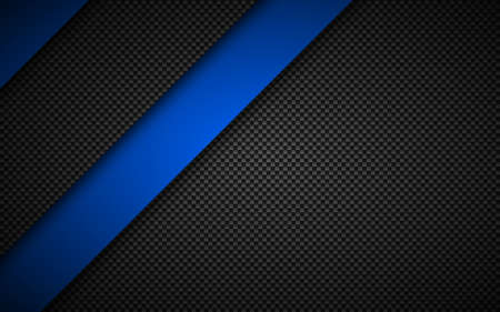 Black and blue modern material design with carbon fibre texture. Corporate template with overlapped layers for your business. Vector abstract widescreen backgroundのイラスト素材