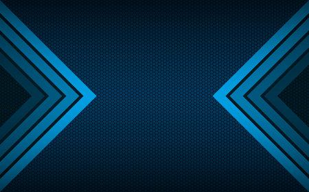 Abstract blue arrow direction with dark hexagon mesh texture. Modern metallic technology background. Vector illustrationのイラスト素材