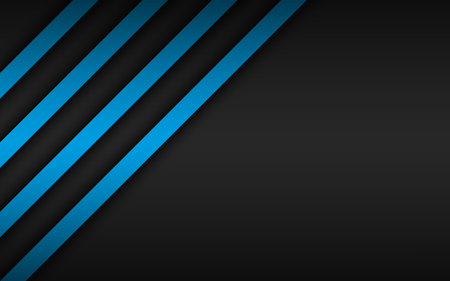 Black corporate abstract background with oblique blue stripes. Technology design. Vector illustrationのイラスト素材