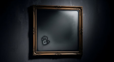 Blackboard with a hand print in the shape of a paw. 3d renderingの素材