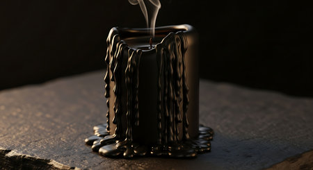 Aroma candle on a dark background, close-up, selective focusの素材
