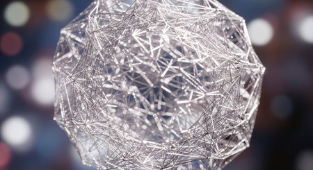 Abstract 3d rendering of chaotic polygonal object. Bokeh background.の素材