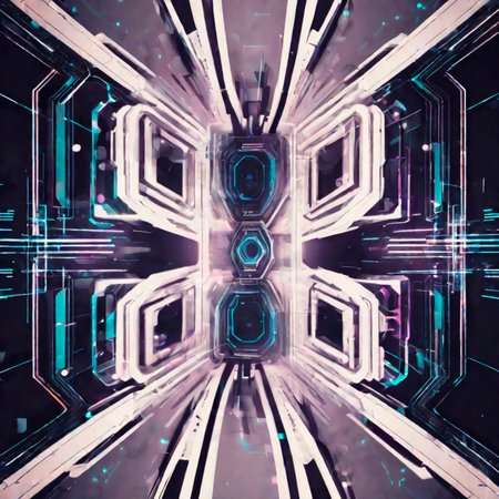 Abstract futuristic background. 3d rendering, toned image double exposureの素材