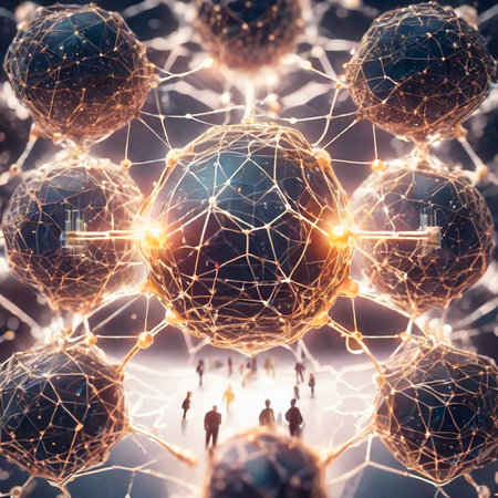 Abstract 3D rendering of science and technology background. Network connection structure.の素材