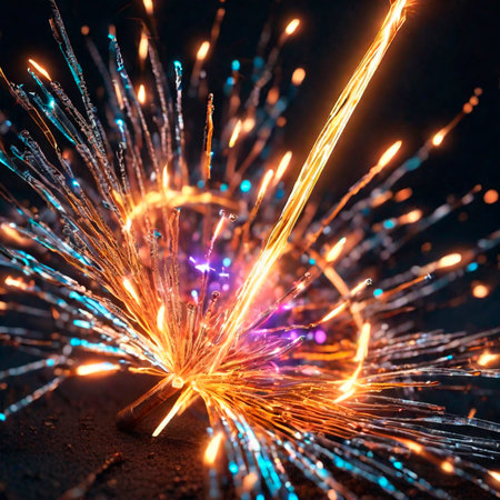 Close-up of a sparkler on a dark background. Fireworks.の素材