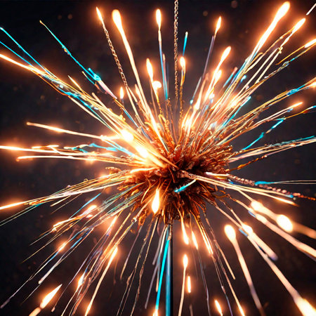 Colorful sparkler on black background. New Year or Christmas backgroundの素材