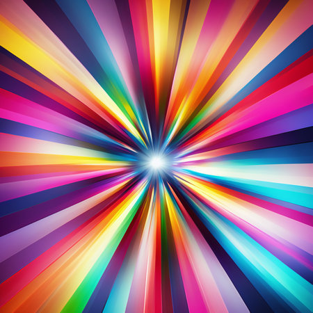 Colorful background with radial, radiating, converging lines.の素材