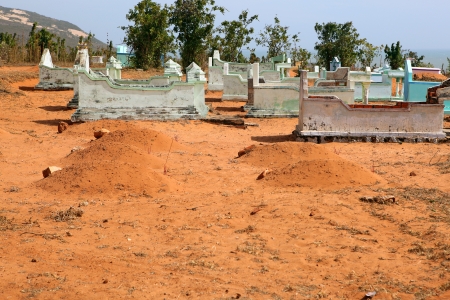 Vietnamese cemetery in the desert. Vietnam, near Mui Ne.の写真素材