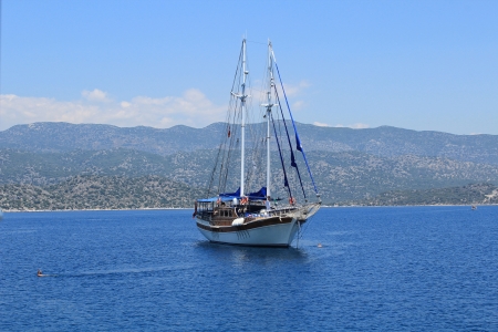 Gullet sailing on Kekova, Antalyaの写真素材