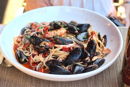 Pasta with Seafood の写真素材