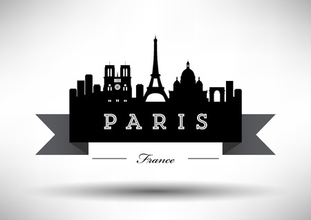 Paris Skyline with Typography Designのイラスト素材