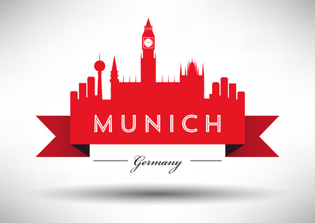 Munich Skyline with Typography Designのイラスト素材