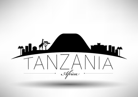 Tanzania Skyline with Typography Designのイラスト素材