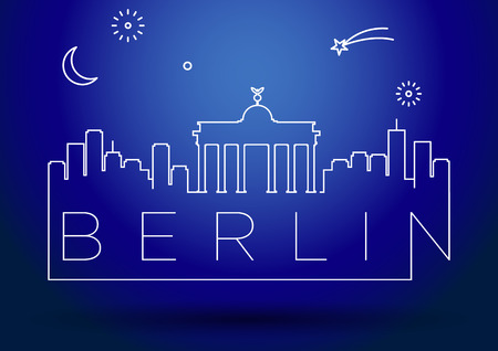 Berlin City Line Silhouette Typographic Designのイラスト素材