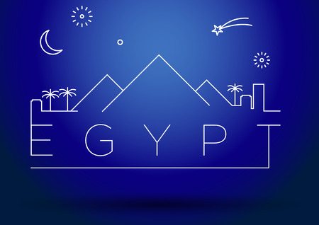 Egypt City Line Silhouette Typographic Designのイラスト素材