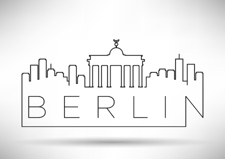 Berlin City Line Silhouette Typographic Designのイラスト素材