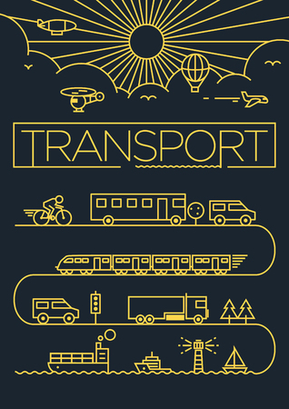 Transportation Vehicles Linear Vector Designのイラスト素材