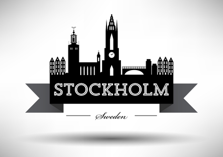 Stockholm Skyline with Typographic Designのイラスト素材